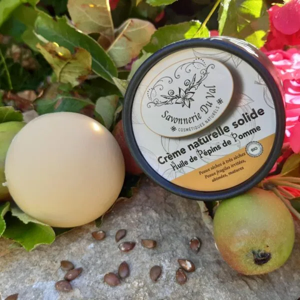 Crème Naturelle Solide BIO Huile de pépins de Pomme pour les Mains, Corps et Pieds (4) Crème Naturelle Solide BIO pour les Mains Corps