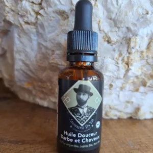 Huile-Douceur-Barbe-Cheveux-Argan-Ricin-Jojoba-BIO